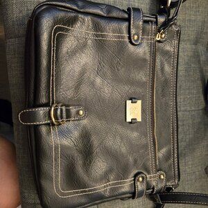 Style and Co Feed Bag Black Leather Worn Once Pocketbook